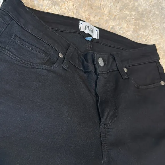 Paige Stretch Mid Rise Verdugo Skinny Ankle Pockets Denim Jeans Black Size 27