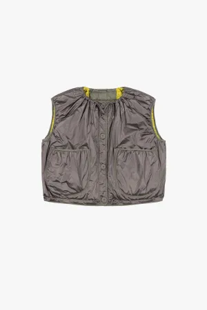 Parachute Quilt Vest - Granite and Dove Grey / Chartreuse