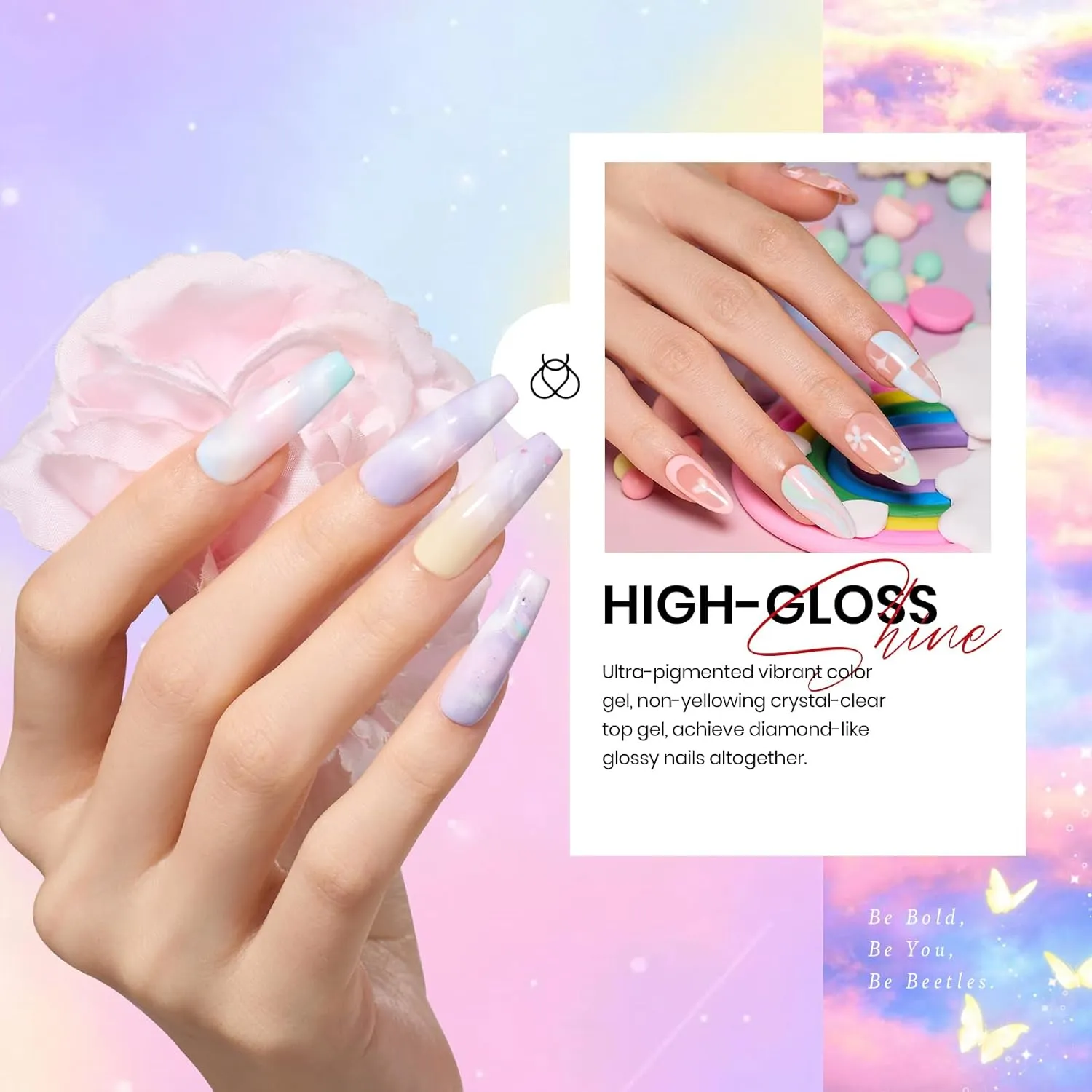Pastel Paradise - 20 Gel Colors Set with Top and Base Coat (5ml/Each)