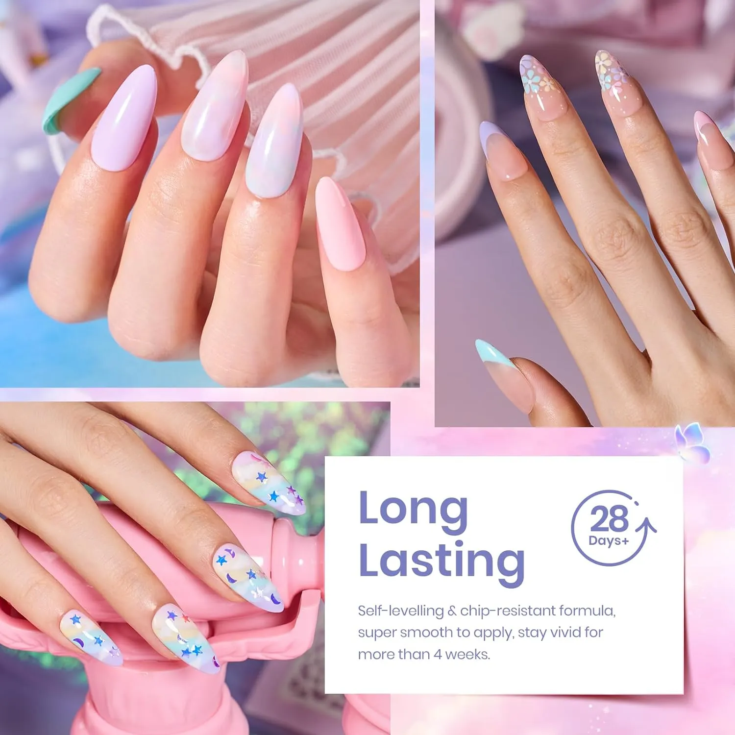 Pastel Paradise - 20 Gel Colors Set with Top and Base Coat (5ml/Each)