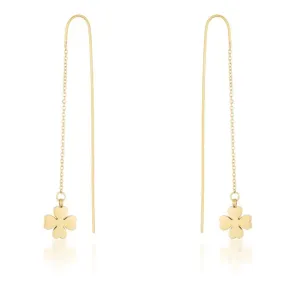 Patricia Gold Stainless Steel Clover Threaded Drop Earrings