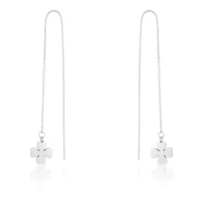 Patricia Rhodium Stainless Steel Clover Threaded Drop Earrings