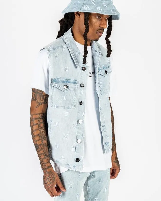 PHEELINGS SOUL STAMPED CARGO VEST (LIGHT BLUE)
