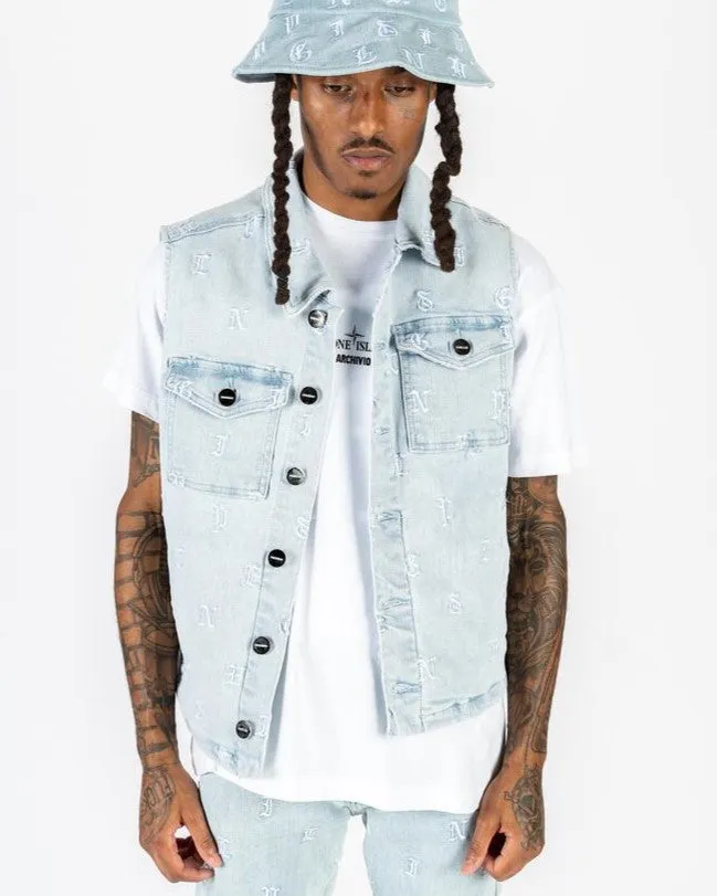 PHEELINGS SOUL STAMPED CARGO VEST (LIGHT BLUE)