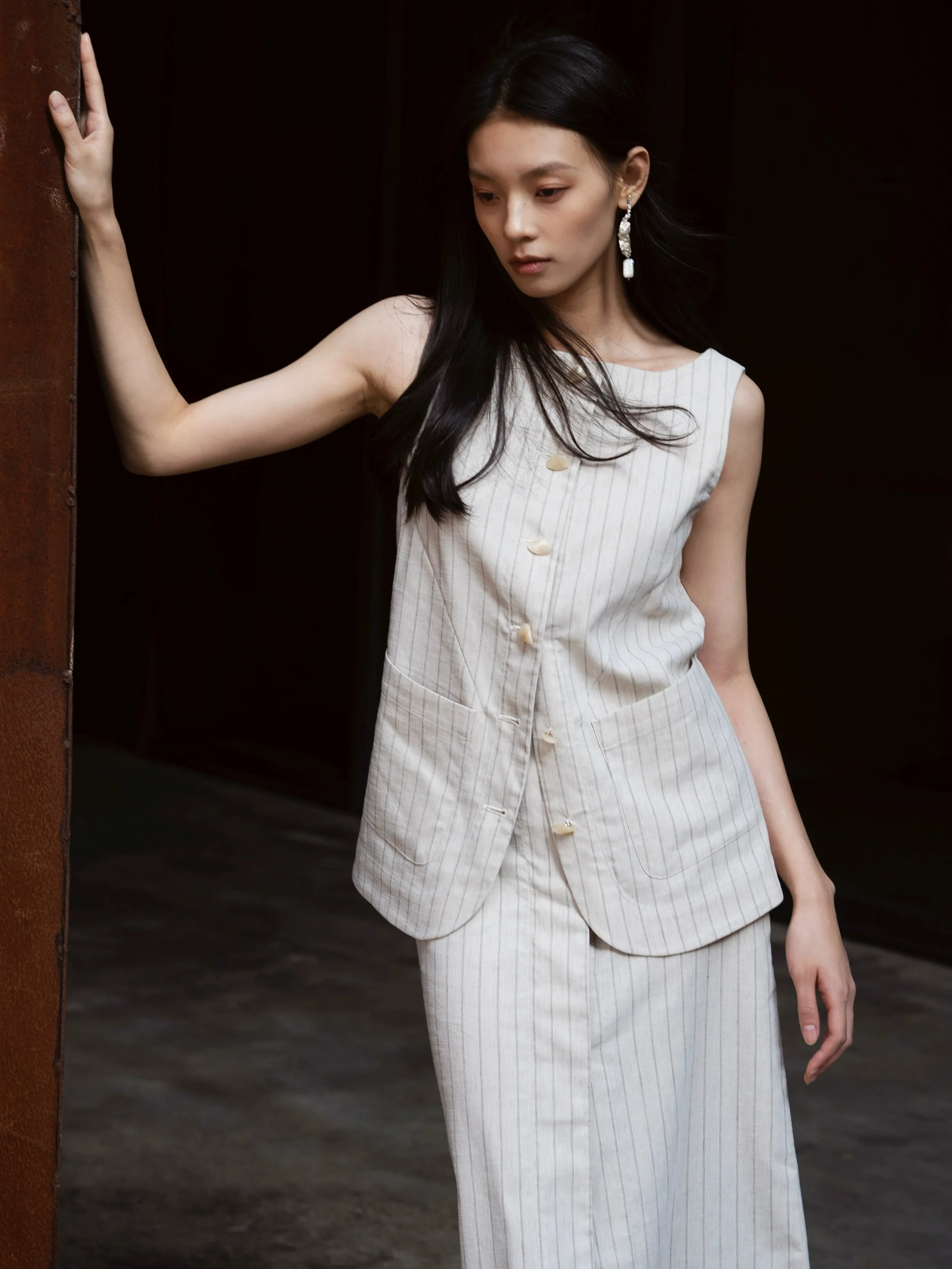 Pinstriped Vest and Skirt Set