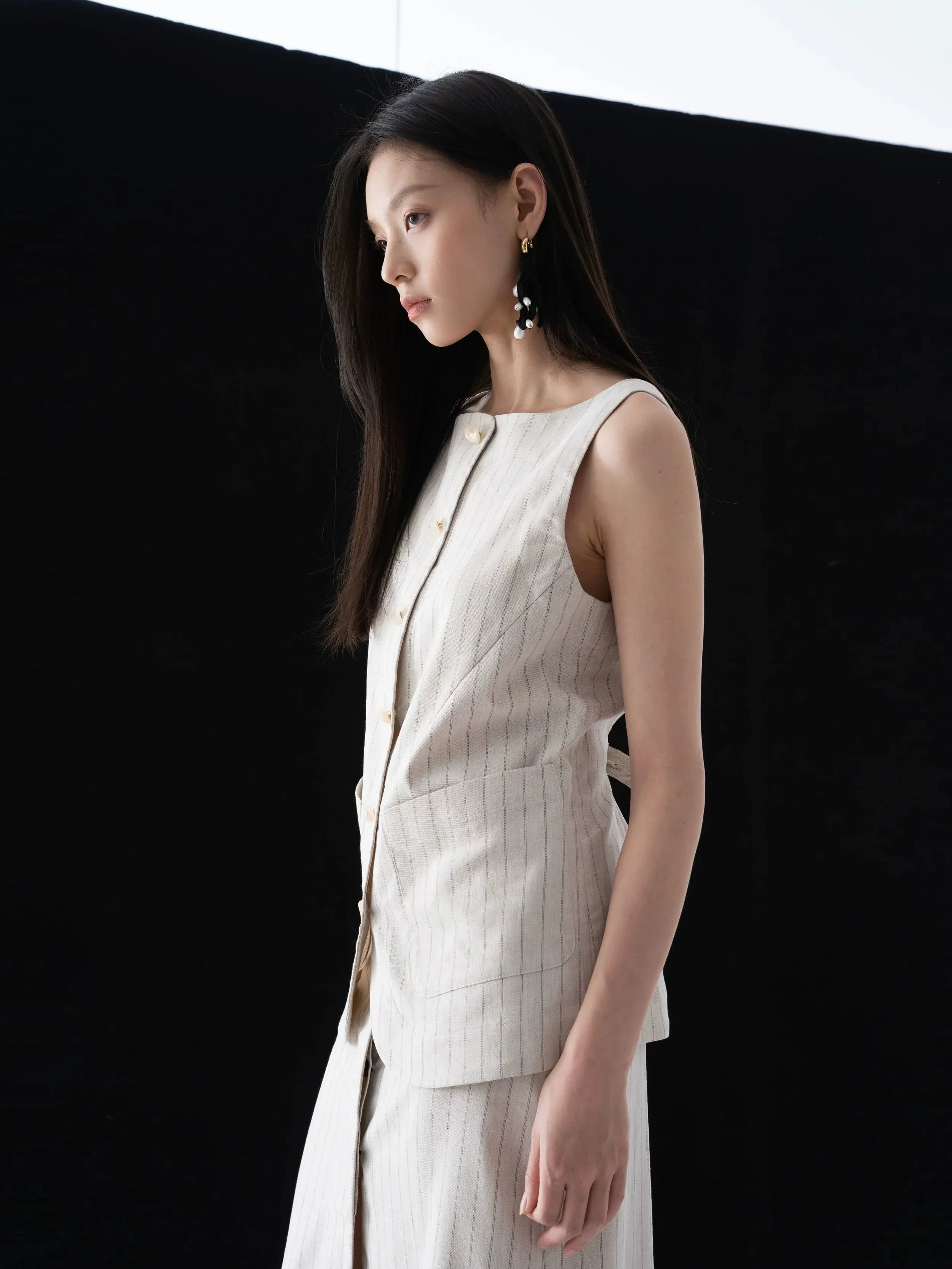 Pinstriped Vest and Skirt Set