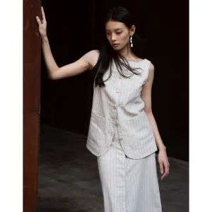 Pinstriped Vest and Skirt Set