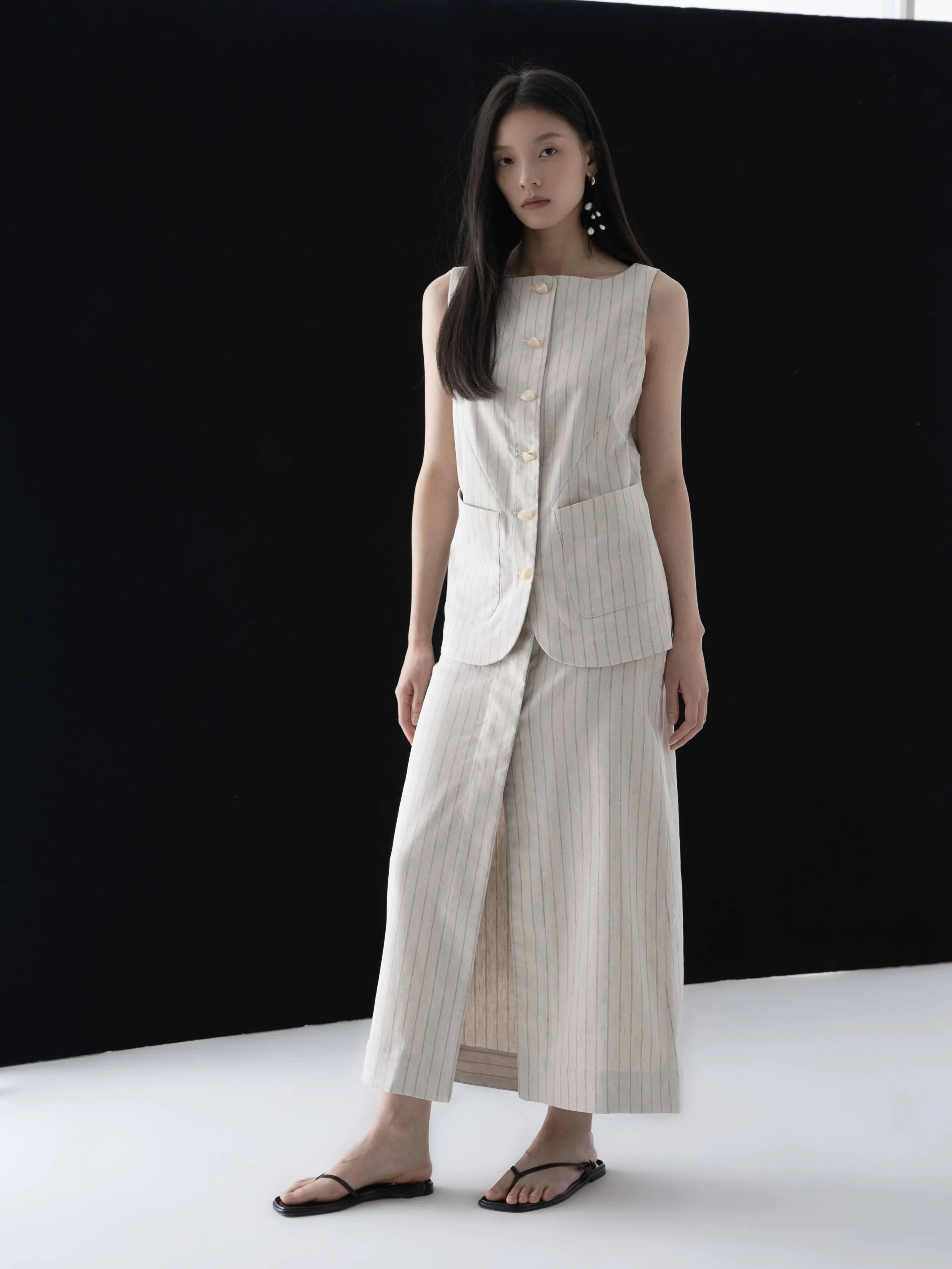 Pinstriped Vest and Skirt Set
