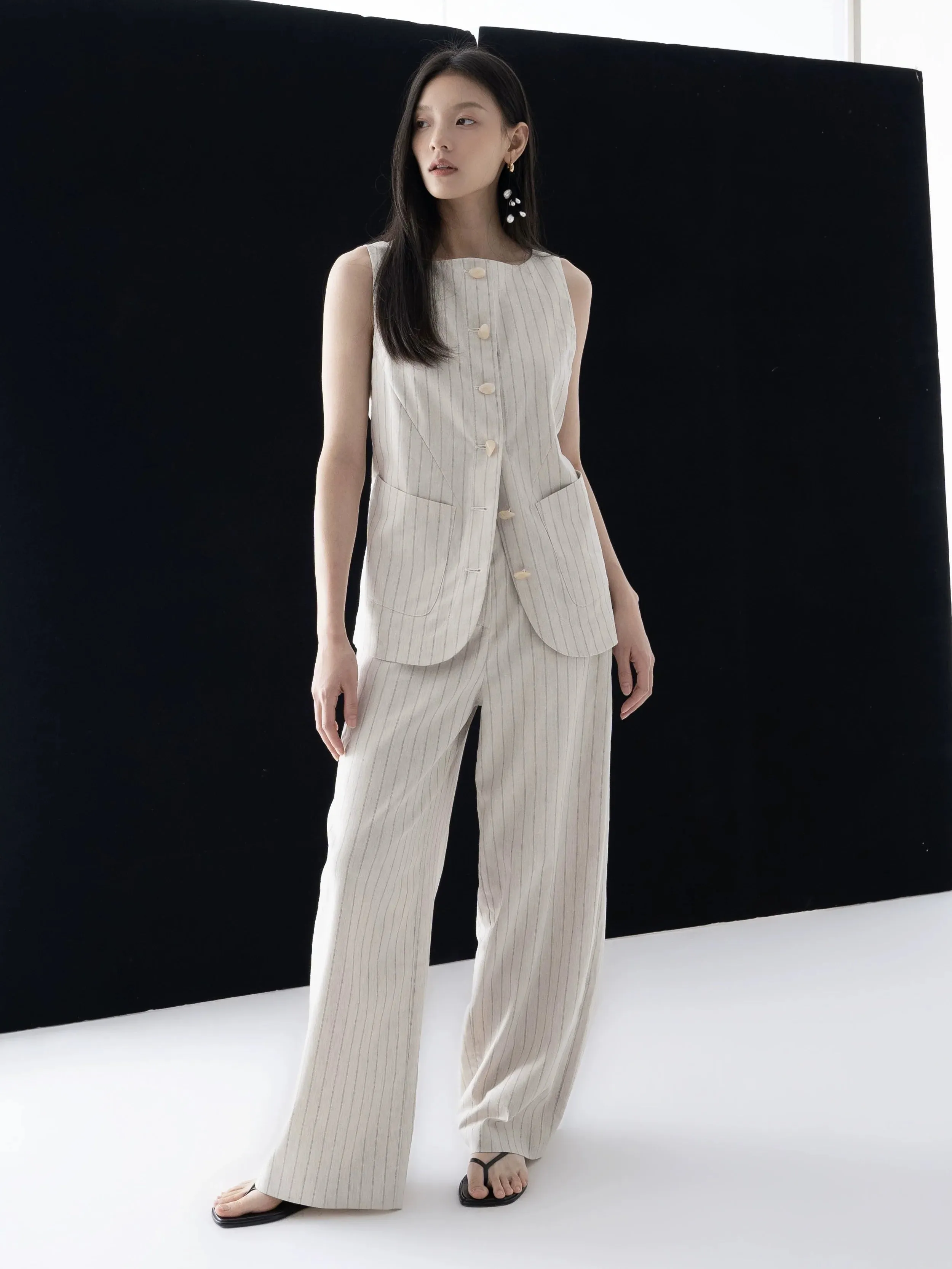 Pinstriped Vest and Skirt Set