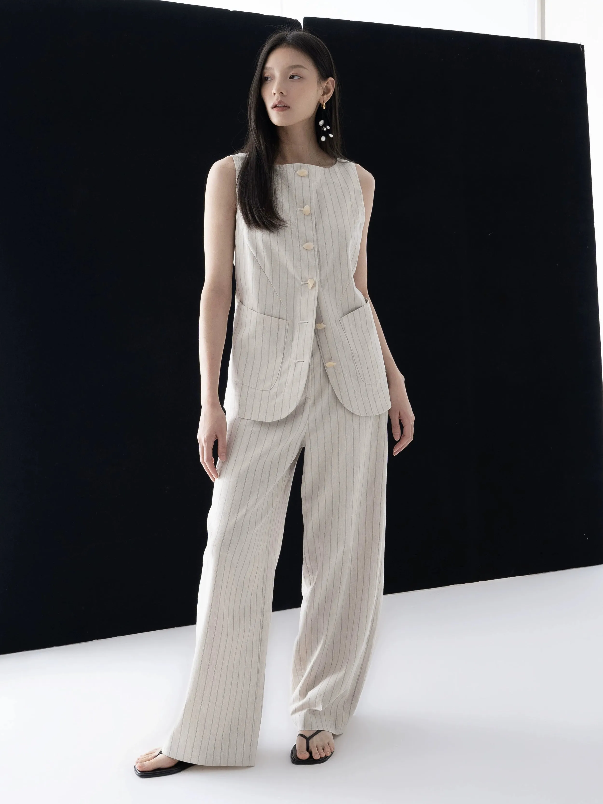 Pinstriped Vest and Skirt Set