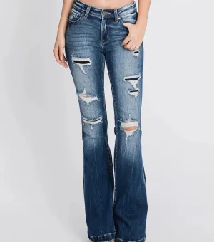 Plus Dark Wash Patch Work Jeans