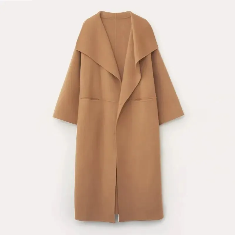 Pretty Simple Split Wool Blends Long Overcoats