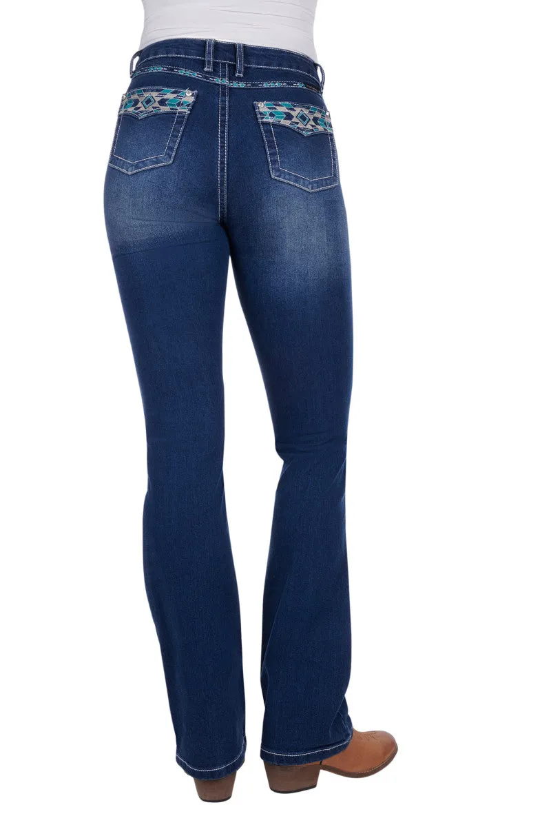 Pure Western Abbhi-Waisted Boot Cut Jean True Blue