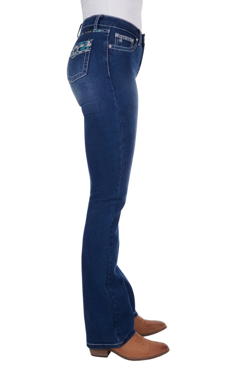Pure Western Abbhi-Waisted Boot Cut Jean True Blue