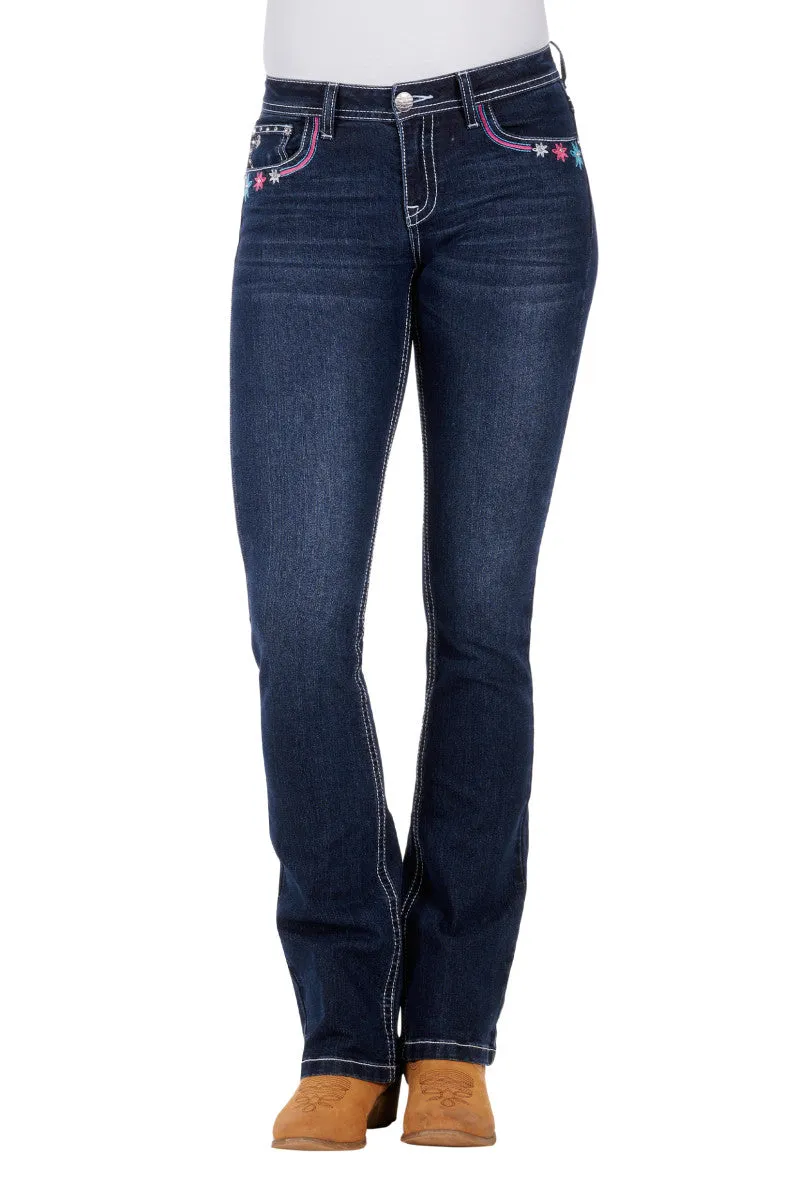 Pure Western Odelia Boot Cut Ladies Jean Darkest Night