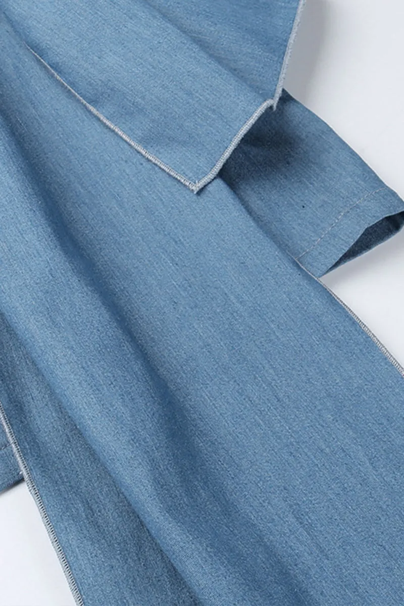 QR3128 Ruffle Rose Denim Skirt
