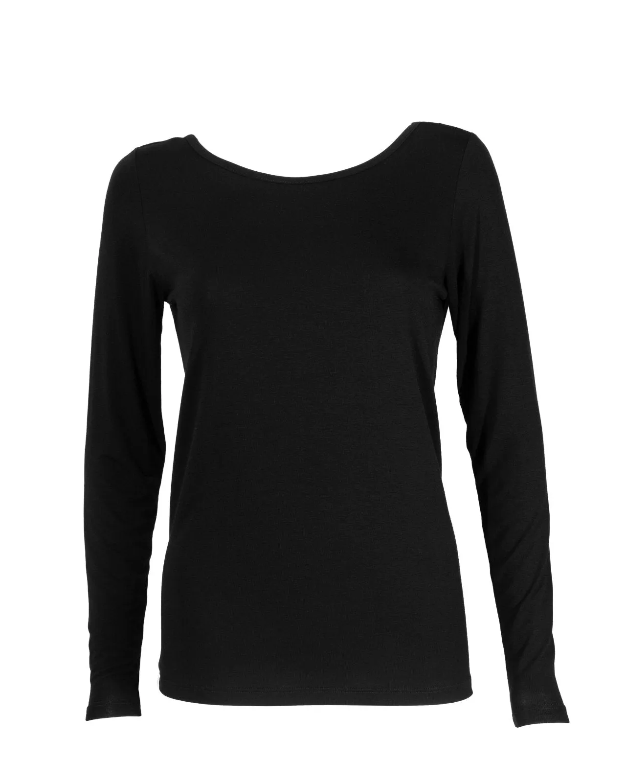 "The Sophie Longsleeve"- Lace Back Detail Round Neck T-shirt (Black)