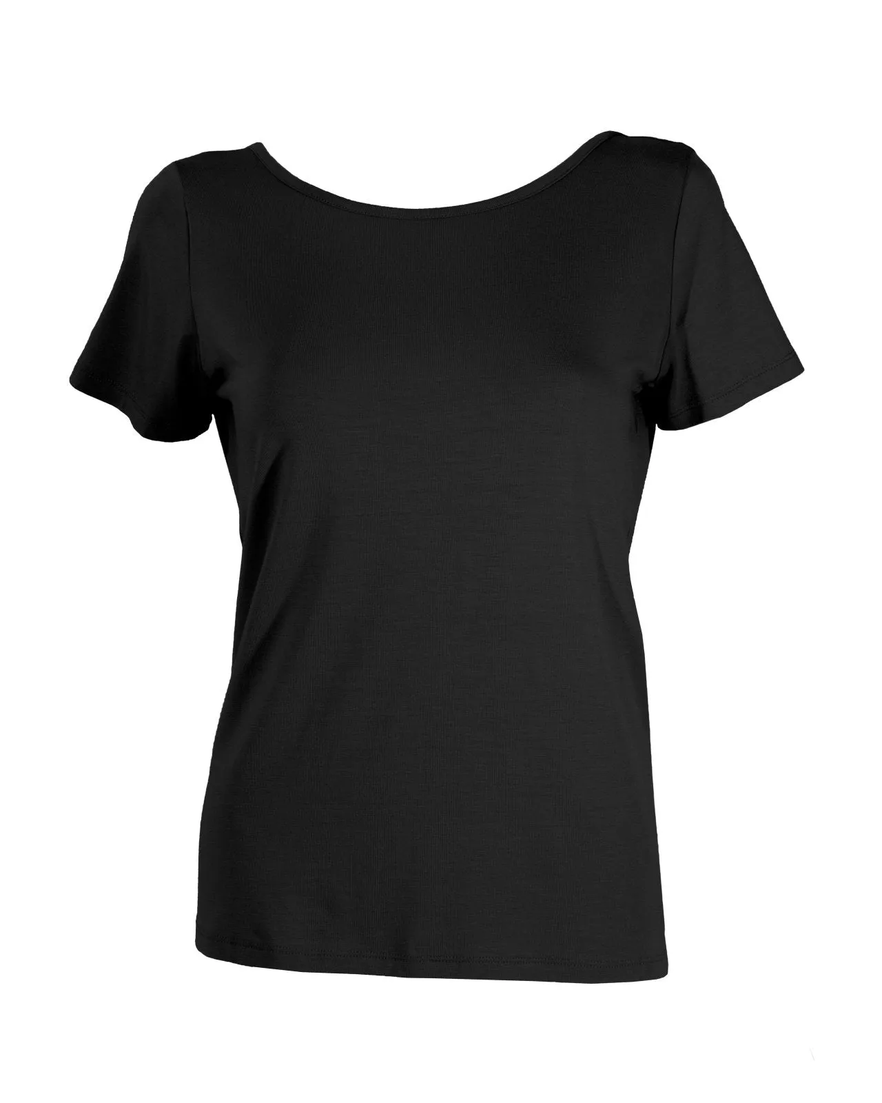 "The Sophie" - Lace Back Detail Round Neck T-shirt (Black)