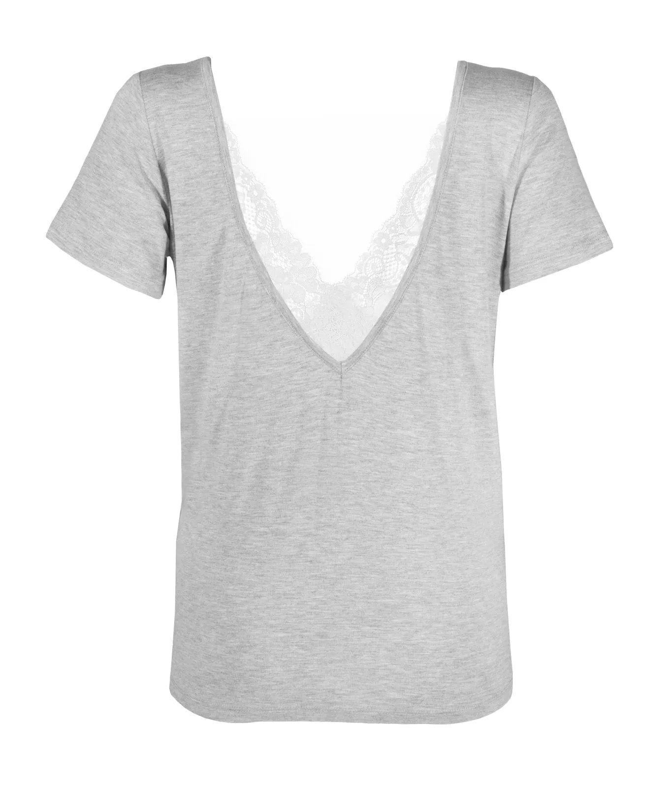 "The Sophie" - Lace Back Detail Round Neck T-shirt (Grey)