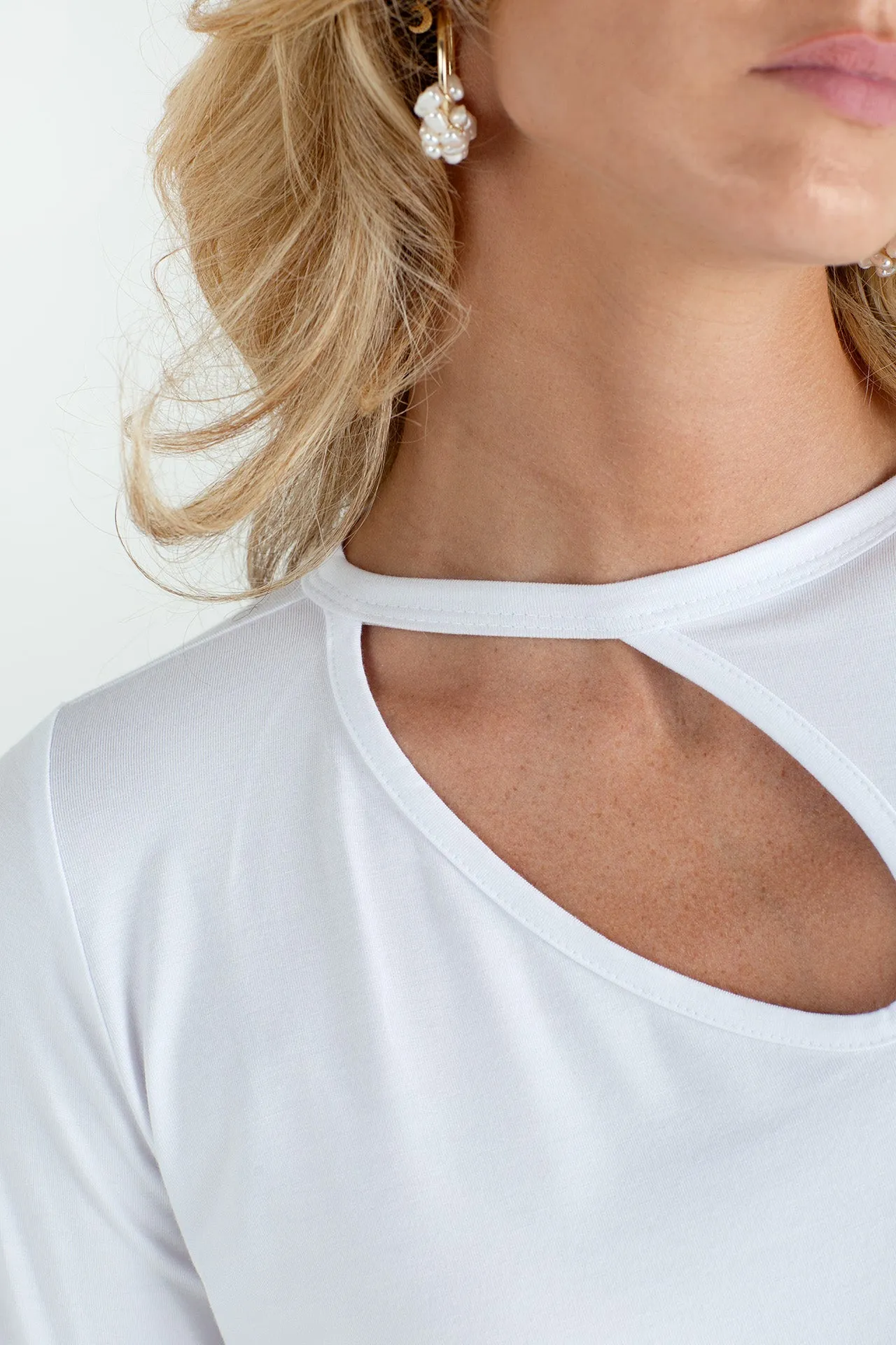 "The Stefanie Longsleeve"- Cut Out Detail T-shirt (White)