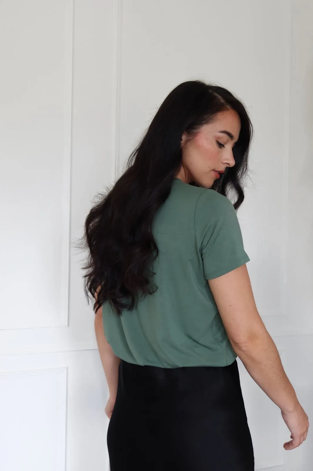 "The Stefanie Shortsleeve"- Cut Out Detail T-shirt (Khaki)
