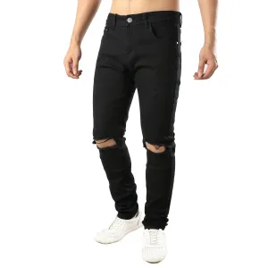 RANMCC Mens Stretch Skinny Ripped Jeans Fashionable Slim Fit Stacked Jeans Pants for Men(211Black36)