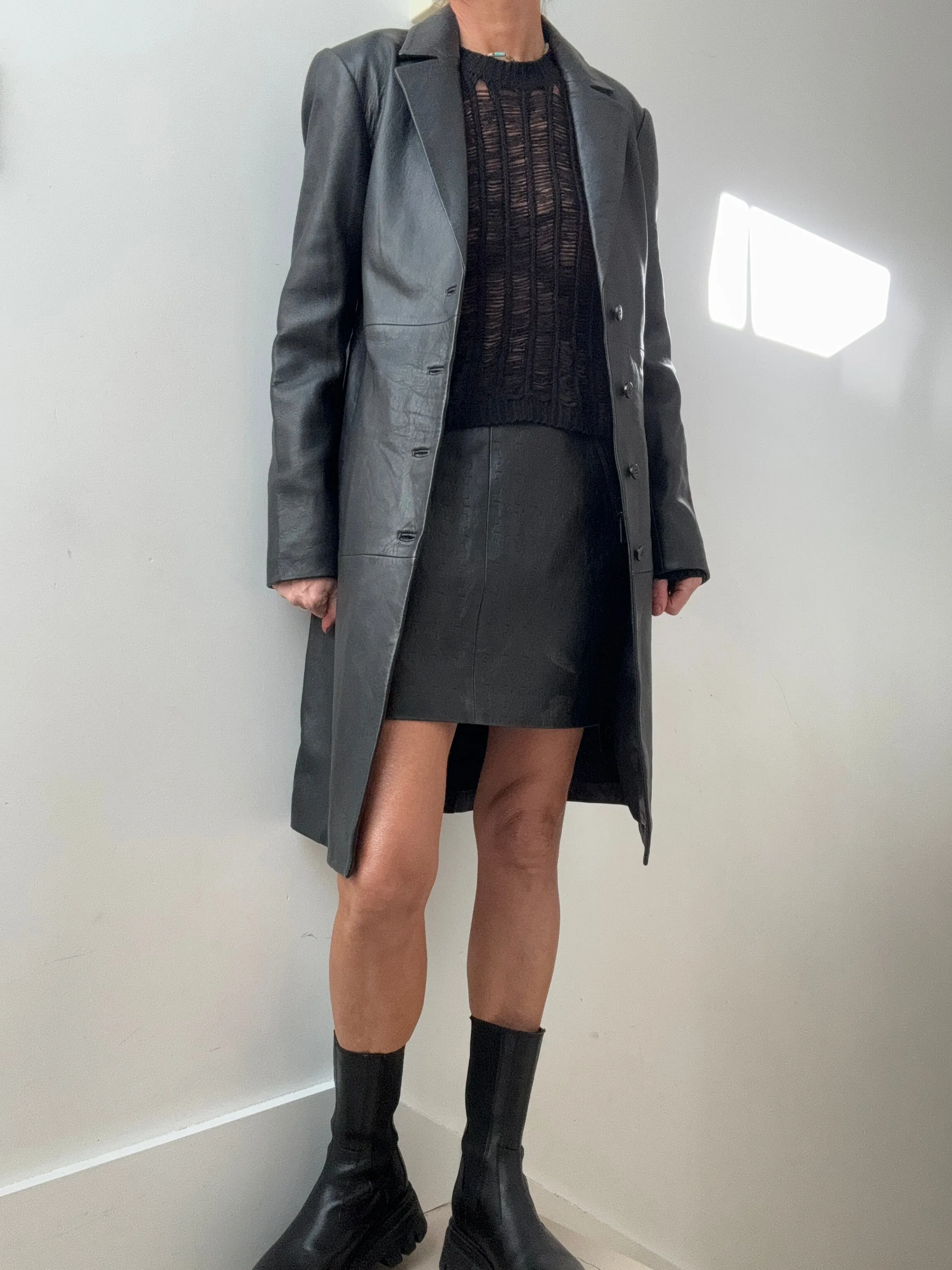 Reformation Veda Crosby Longline Leather Blazer