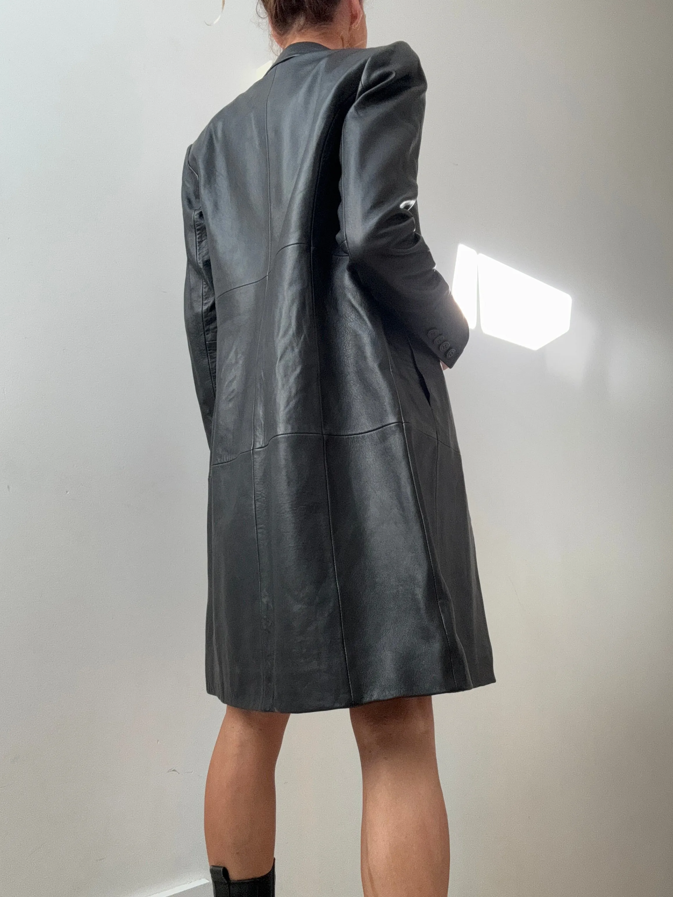 Reformation Veda Crosby Longline Leather Blazer