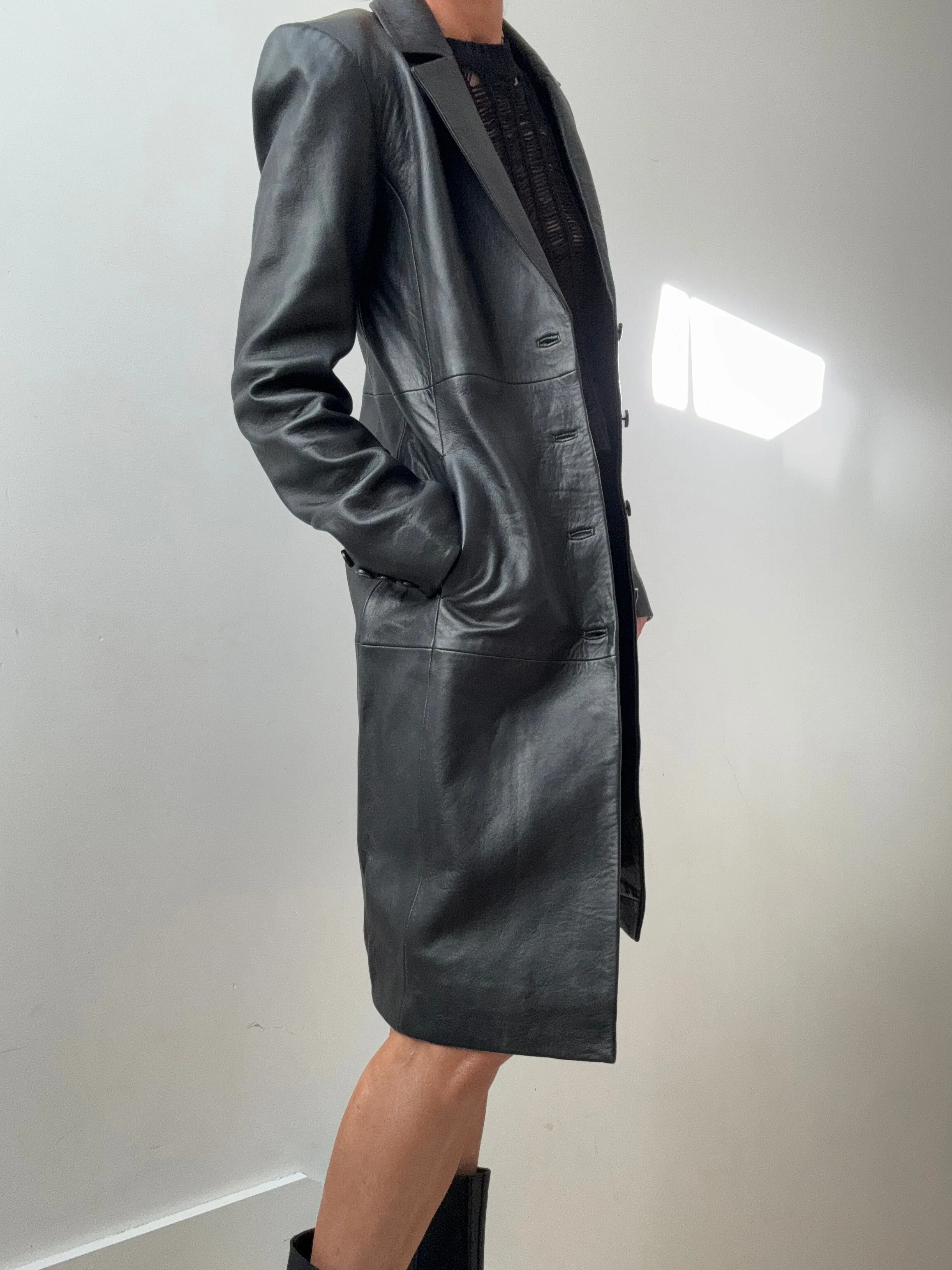 Reformation Veda Crosby Longline Leather Blazer