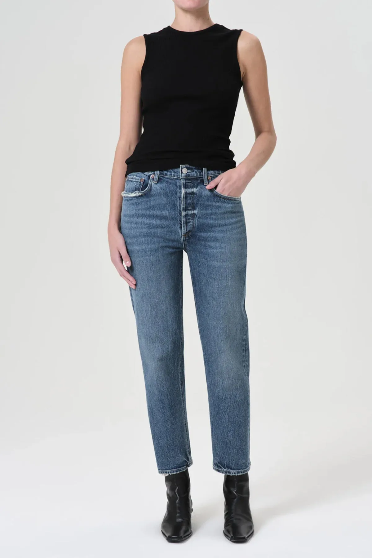 Riley High Rise Straight Crop (Stretch) in Moor