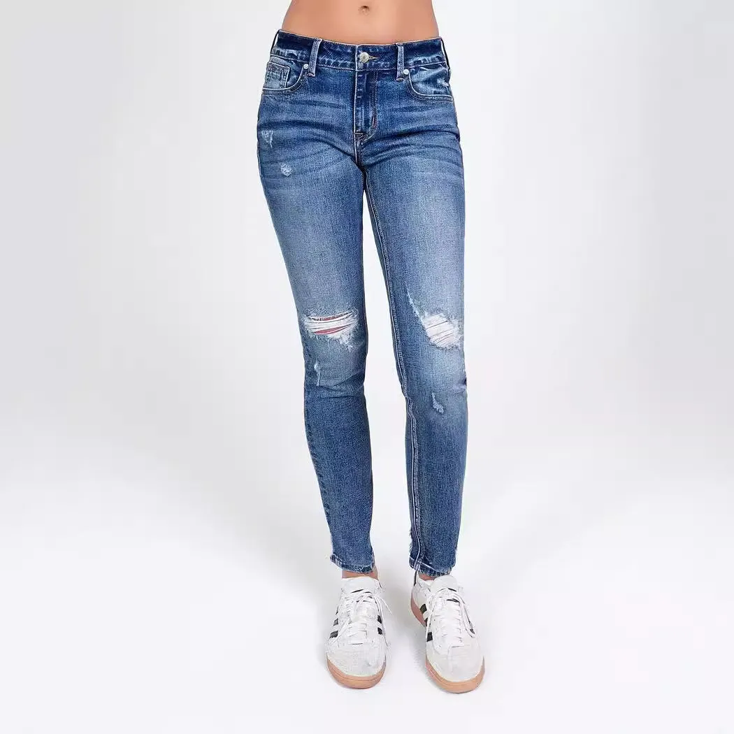 Ripped High Waist Elastic Slim Fit Jeans
