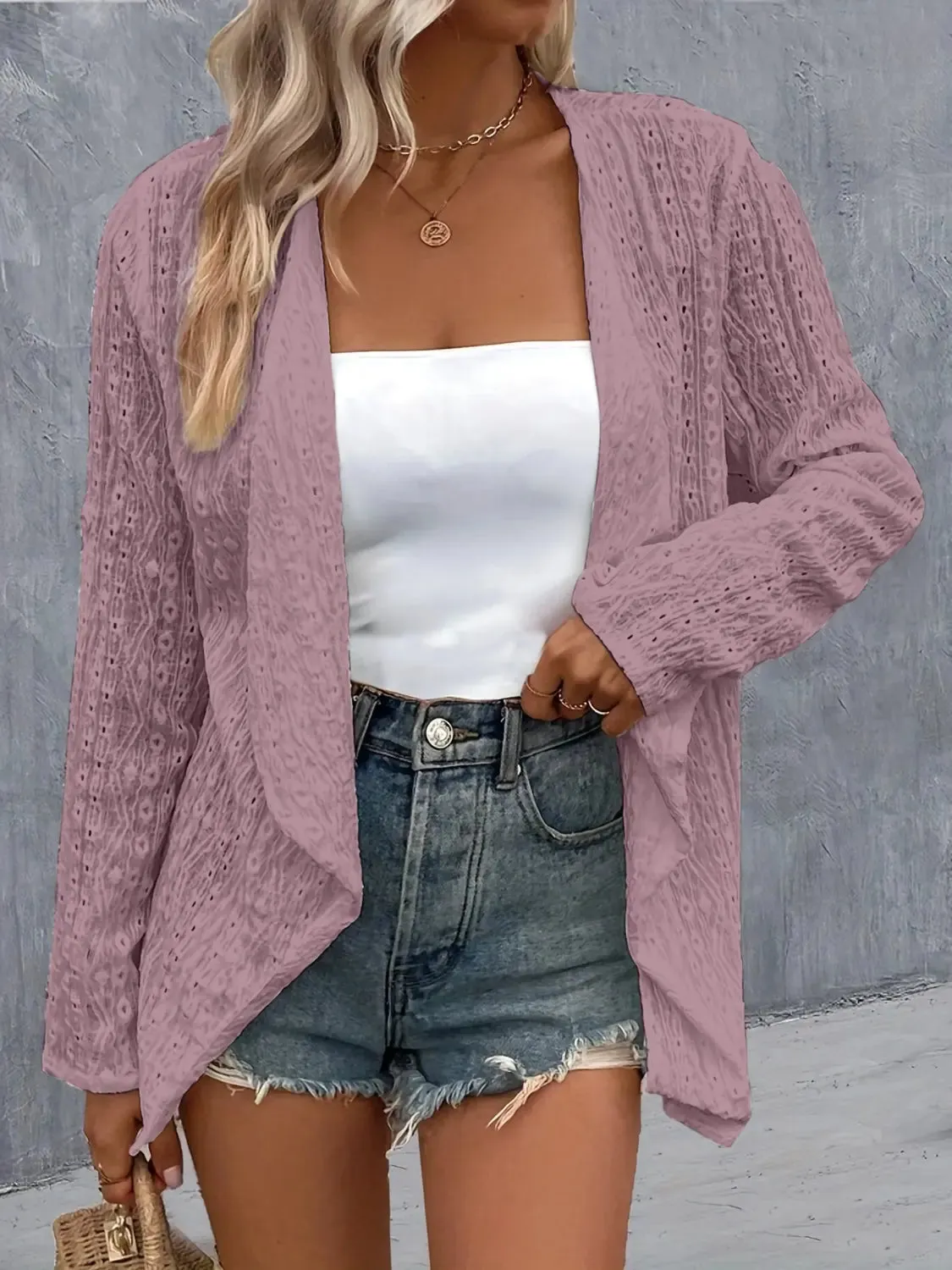 Roll-Tab Sleeve Cardigan