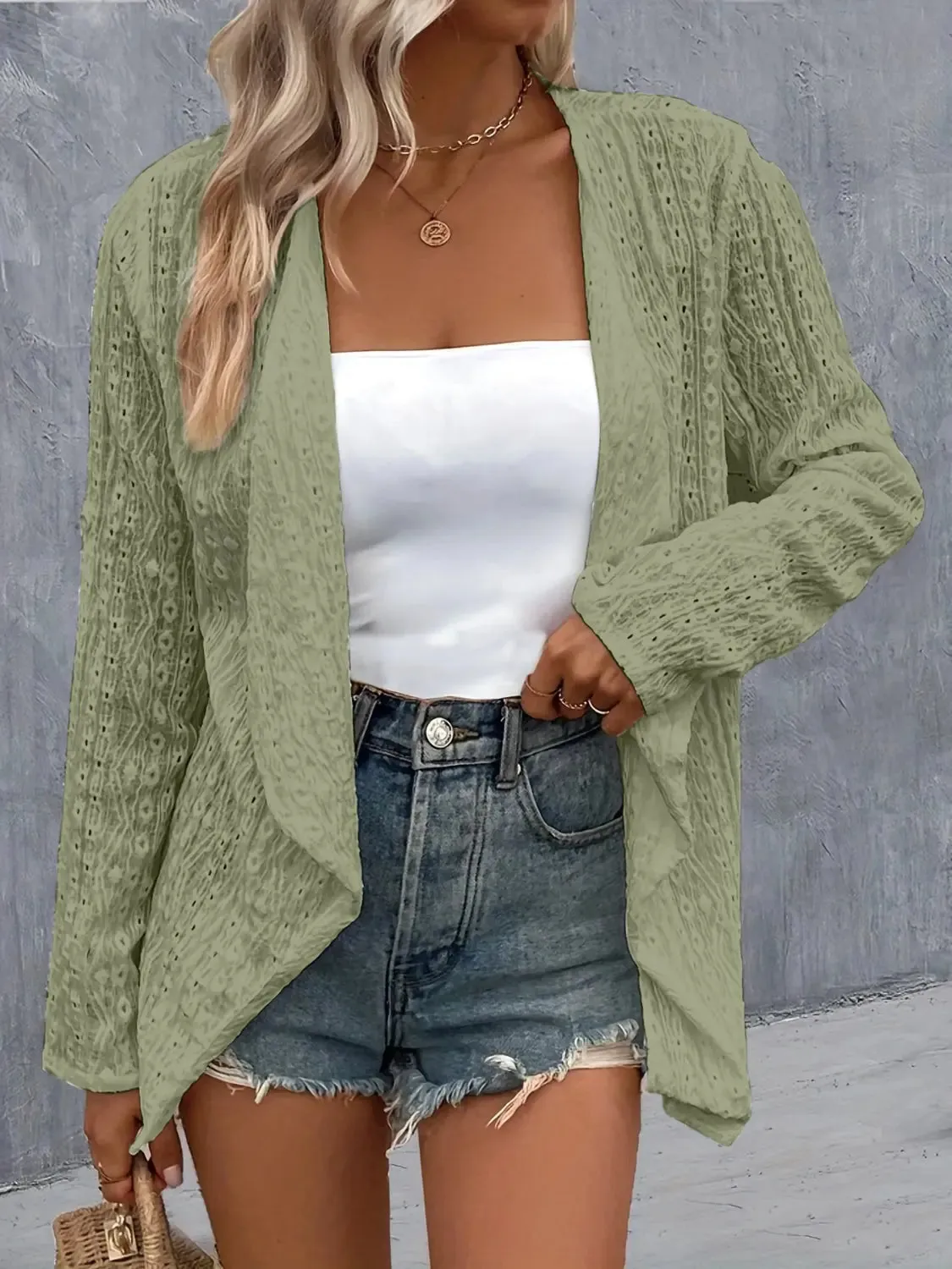 Roll-Tab Sleeve Cardigan