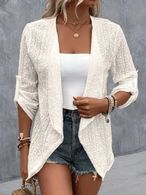 Roll-Tab Sleeve Cardigan