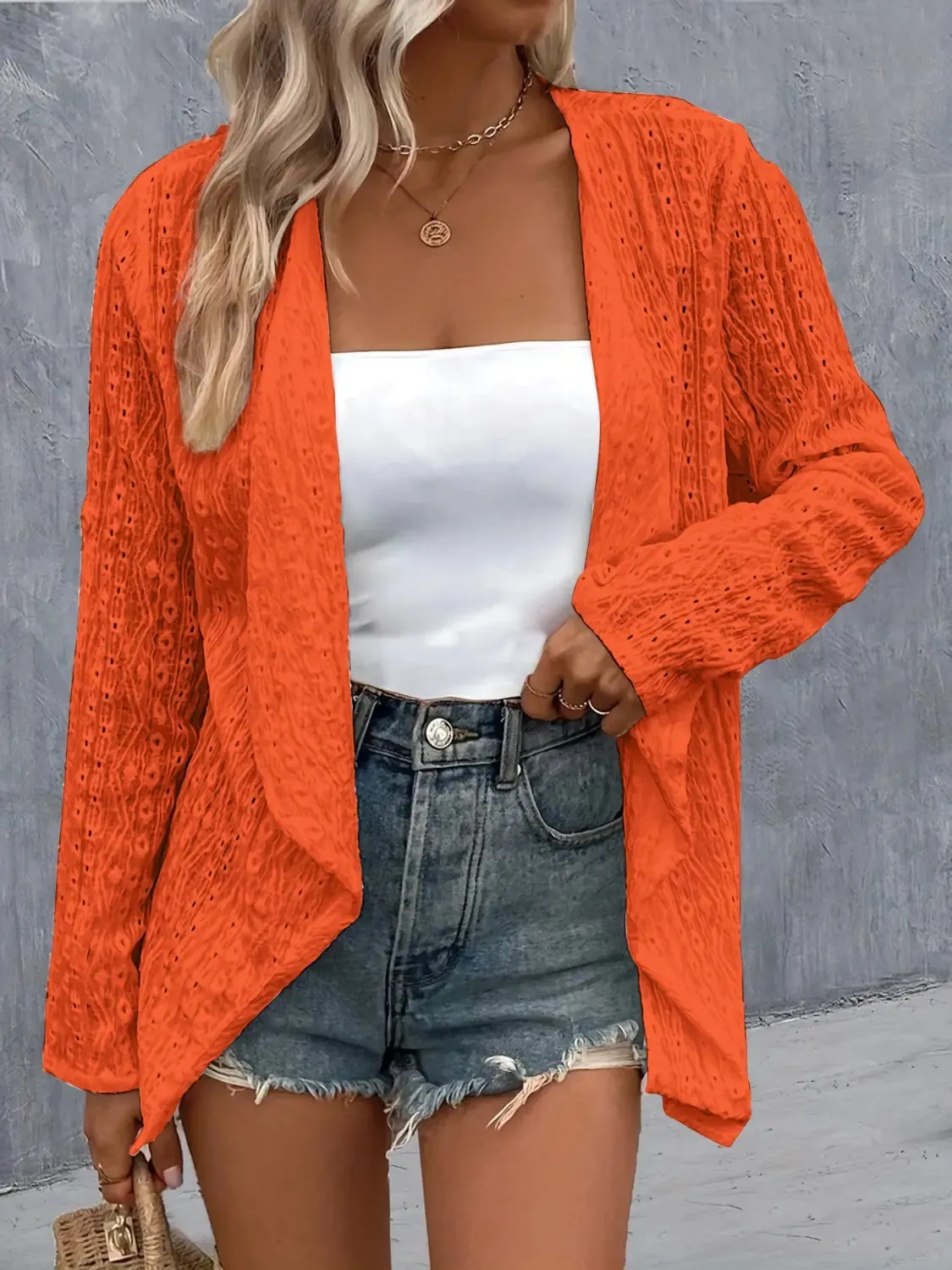 Roll-Tab Sleeve Cardigan