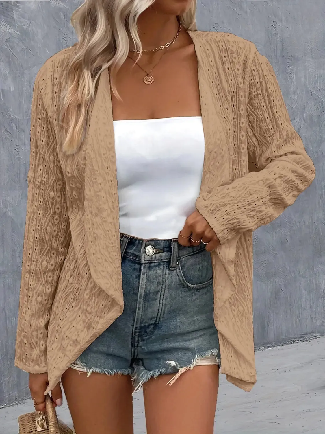 Roll-Tab Sleeve Cardigan