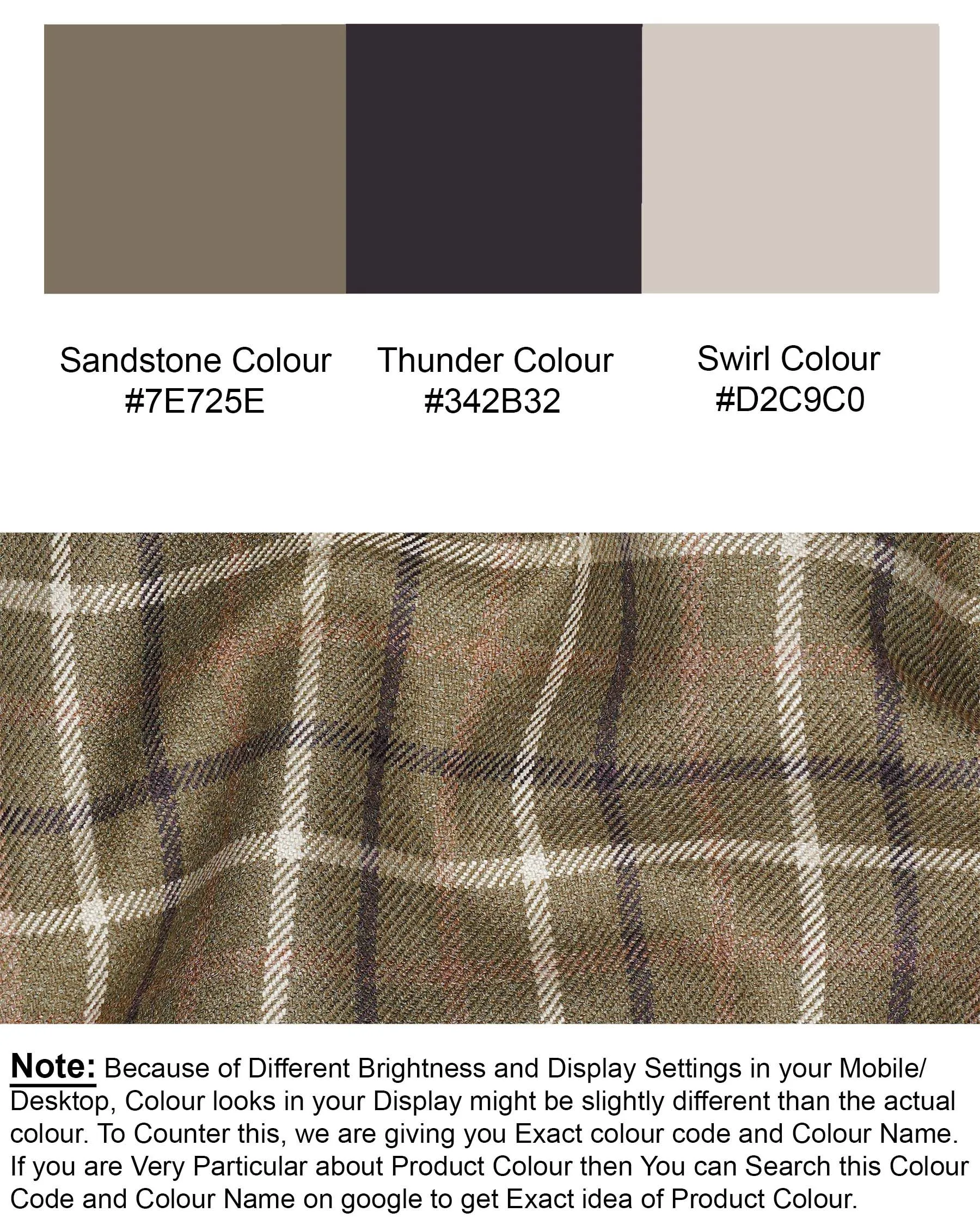Sandstone Brown Plaid Double Breasted Blazer