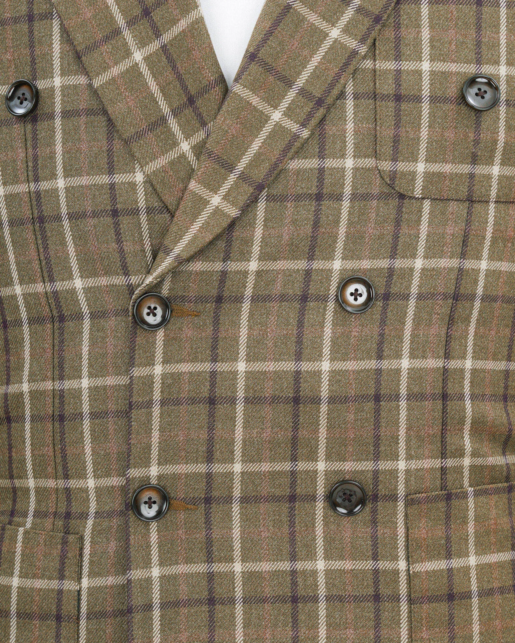 Sandstone Brown Plaid Double Breasted Blazer