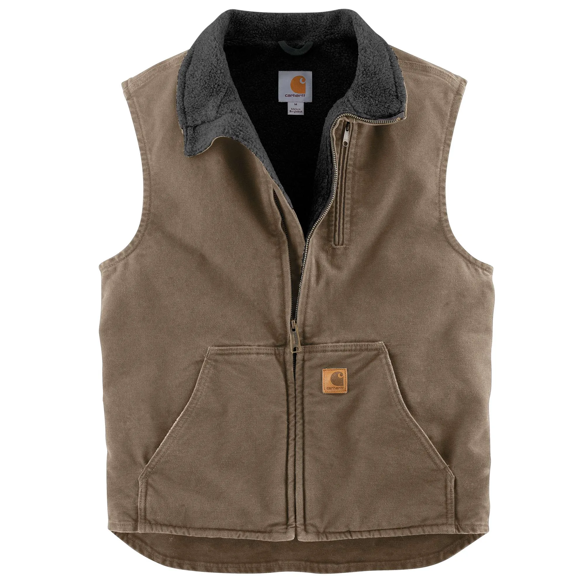 Sandstone Sherpa-Lined Mock-Neck Vest