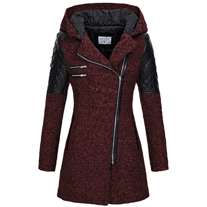 Schwarze Damen-Manteljacke mit Schrägreißverschluss - Mila