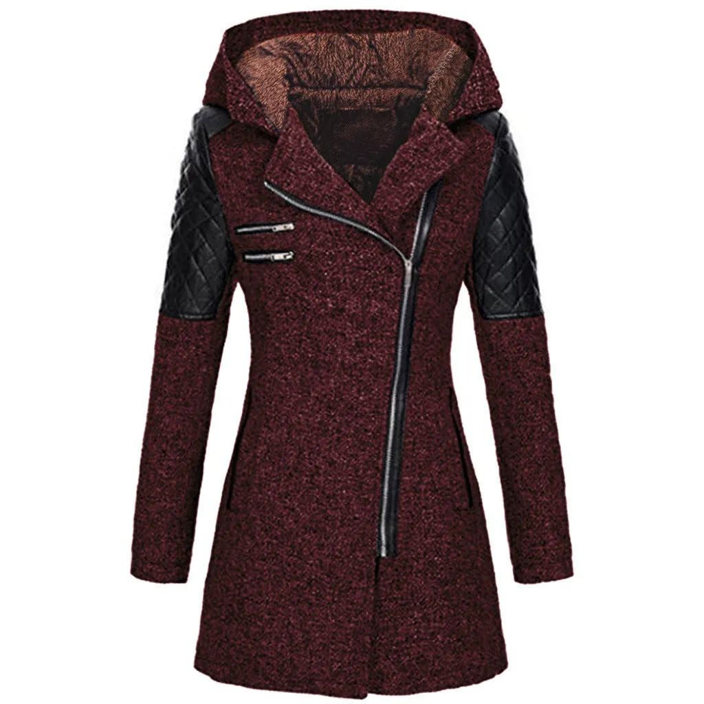 Schwarze Damen-Manteljacke mit Schrägreißverschluss - Mila