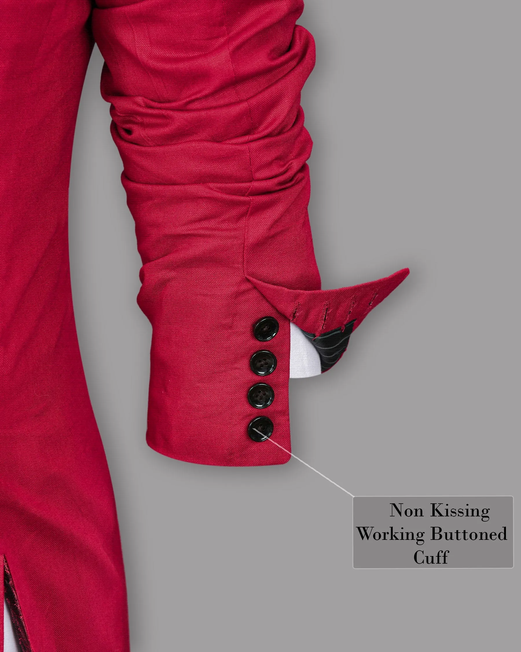 Shiraz Red Luxurious Linen Double-Breasted Sports Blazer