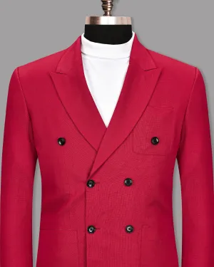 Shiraz Red Luxurious Linen Double-Breasted Sports Blazer