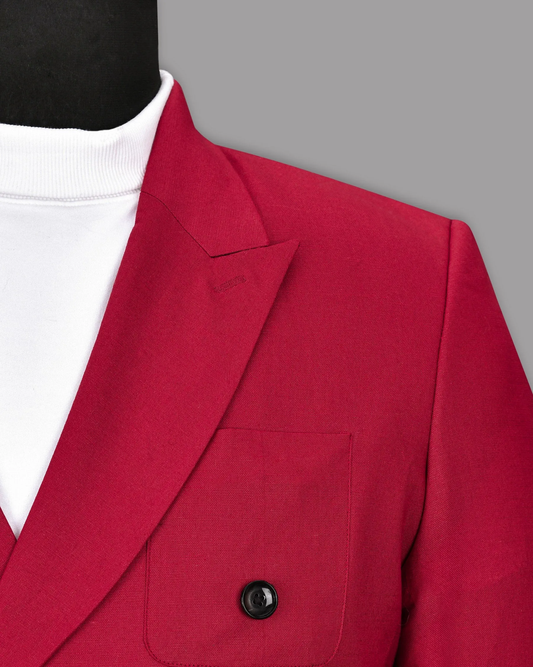 Shiraz Red Luxurious Linen Double-Breasted Sports Blazer