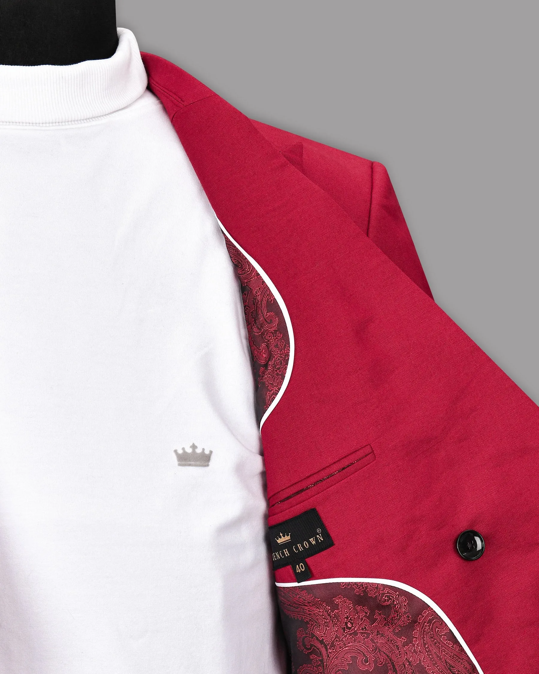 Shiraz Red Luxurious Linen Double-Breasted Sports Blazer