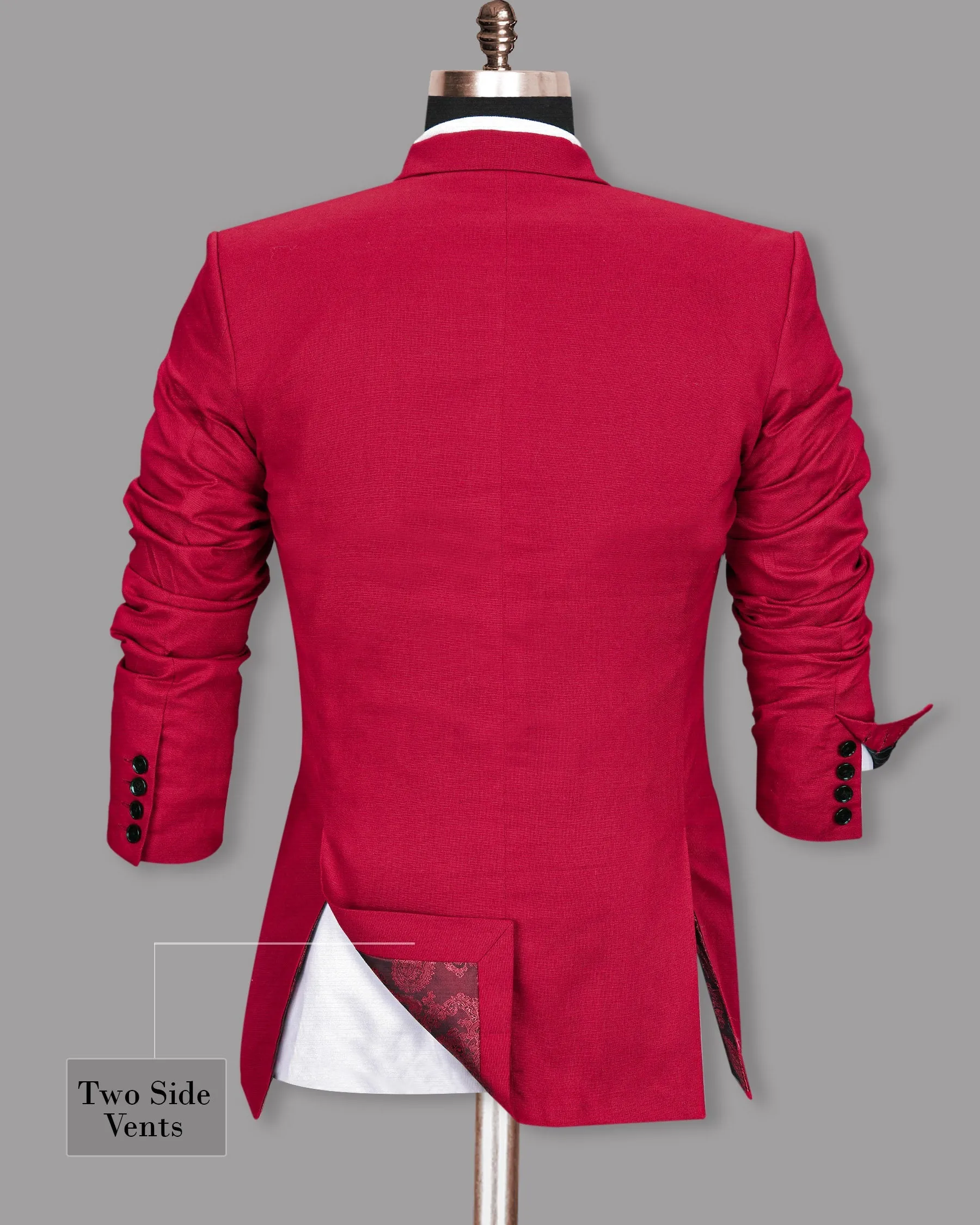 Shiraz Red Luxurious Linen Double-Breasted Sports Blazer