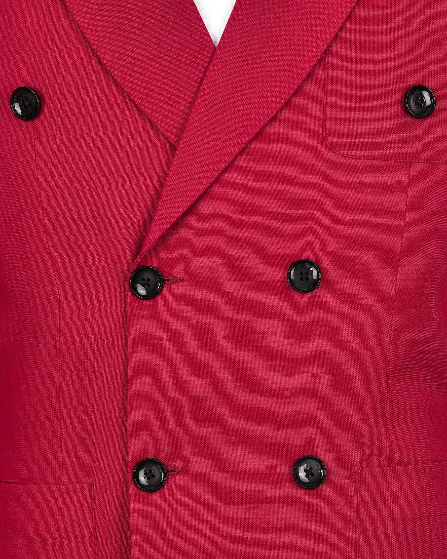 Shiraz Red Luxurious Linen Double-Breasted Sports Blazer