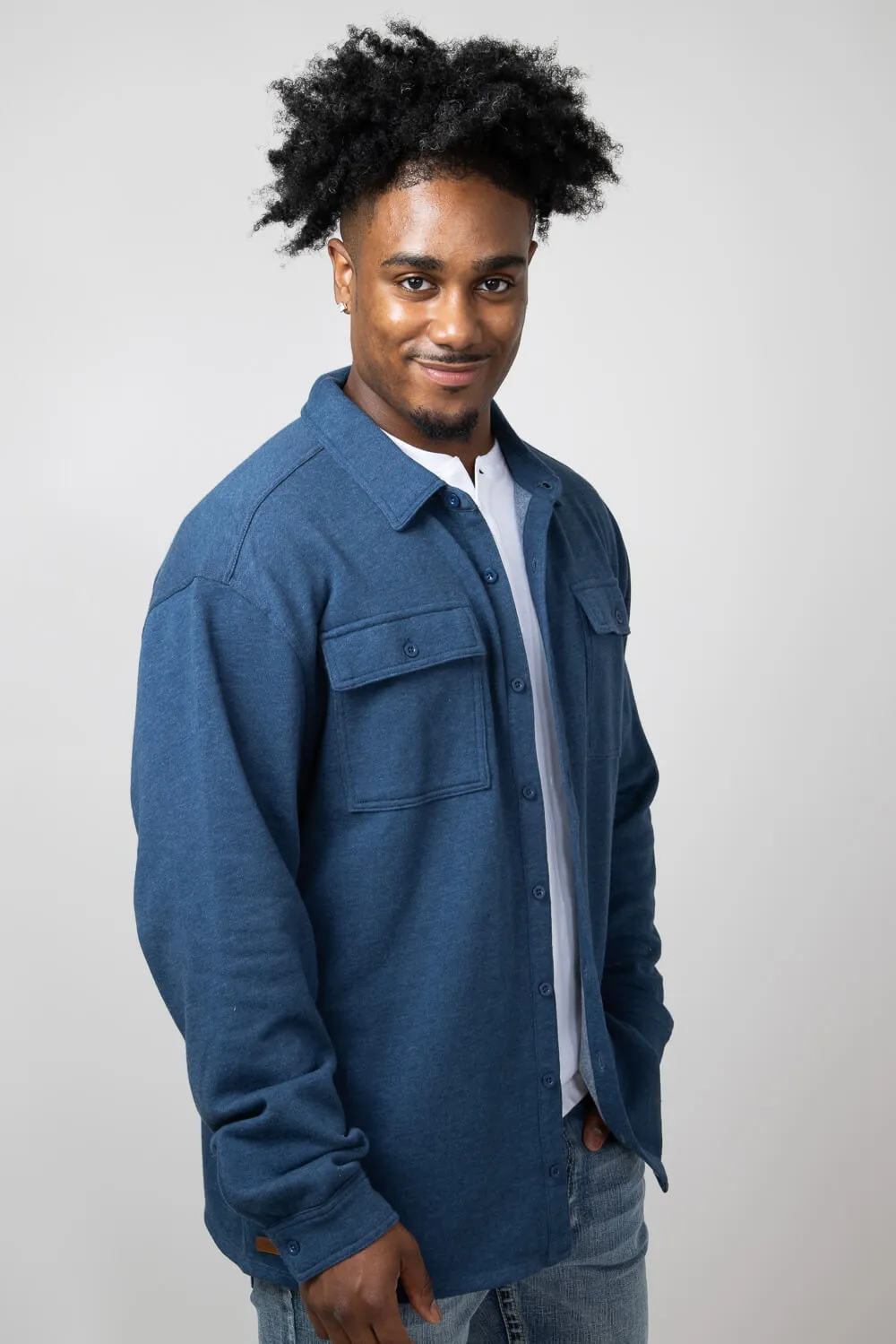 Simply Southern Shacket for Men in Denim | PP-0224-MN-SHKT-KNIT-DENIM