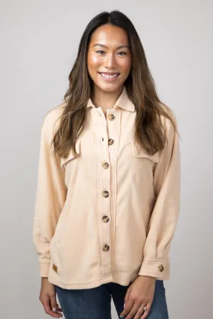Simply Southern Solid Fleece Shacket for Women in Butter | PP-0224-SHKT-FLC-BUTTER