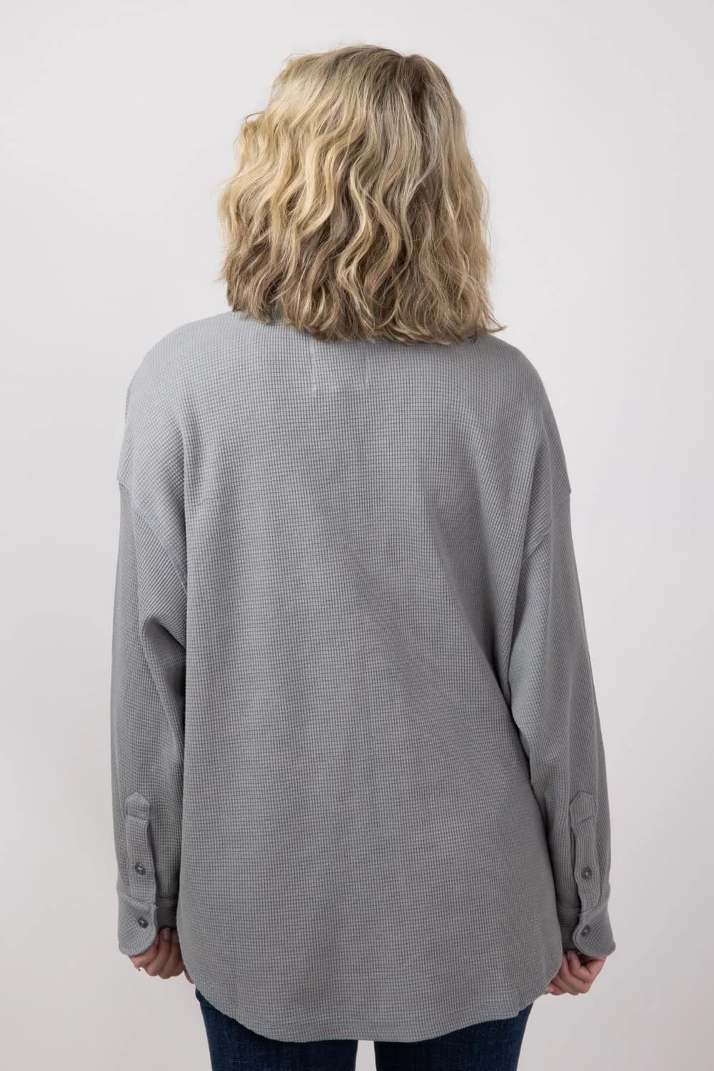 Simply Southern Waffle Knit Shacket for Women in Parchment Ash | PP-0224-SHKT-WAFFLE-ASH